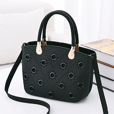 Image of Grommeted Leather Handbag with Grommets