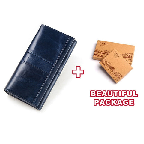 Image of Genuine Leather Women Clutch Wallet and Female Coin Purse Clamp For Card Holder wallet Wallets