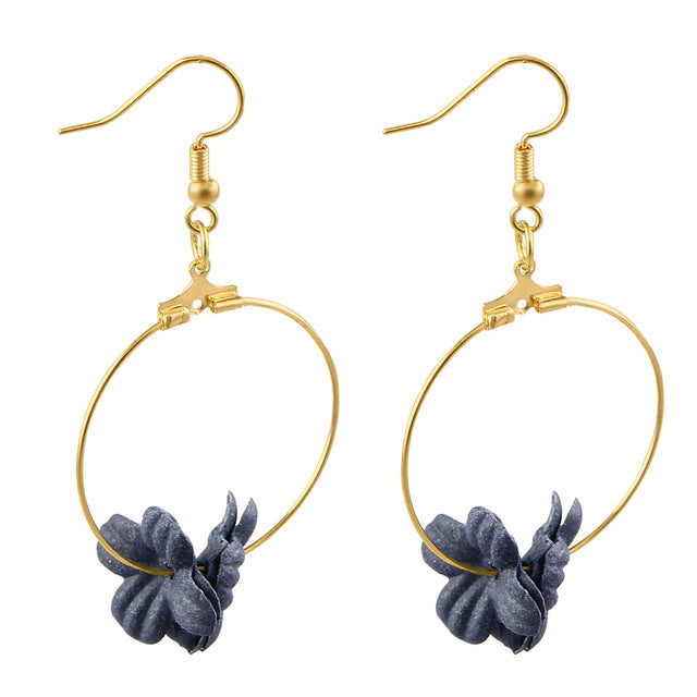 Flower Drop Earrings Colorful Petals