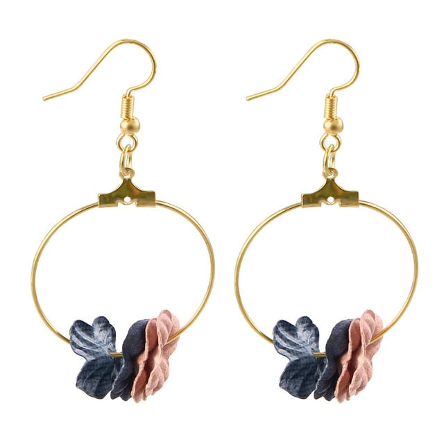 Flower Drop Earrings Colorful Petals