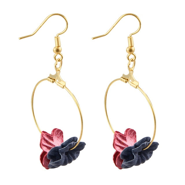 Flower Drop Earrings Colorful Petals
