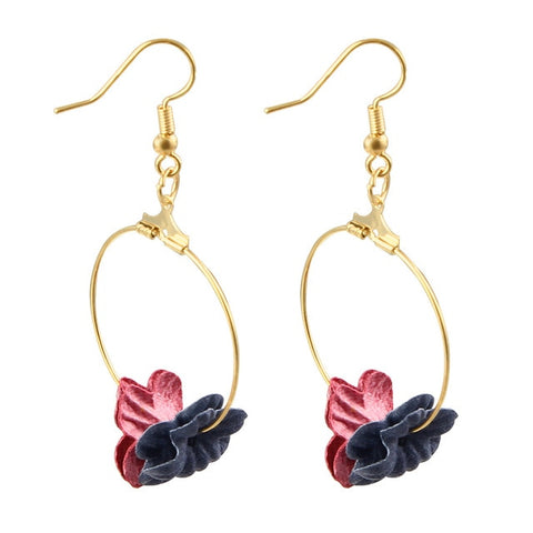 Image of Flower Drop Earrings Colorful Petals