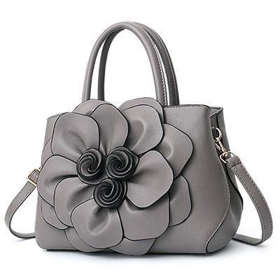 Image of Gorgeous Floral Leather Handbag or Purse with Shoulder or Crossbody strap