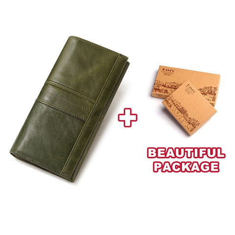 Image of Genuine Leather Women Clutch Wallet and Female Coin Purse Clamp For Card Holder wallet Wallets