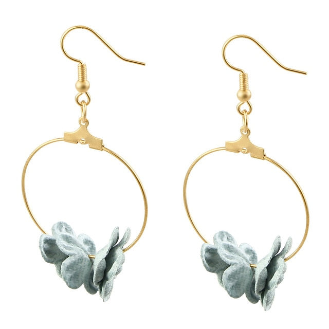 Flower Drop Earrings Colorful Petals