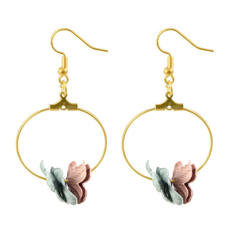 Image of Flower Drop Earrings Colorful Petals