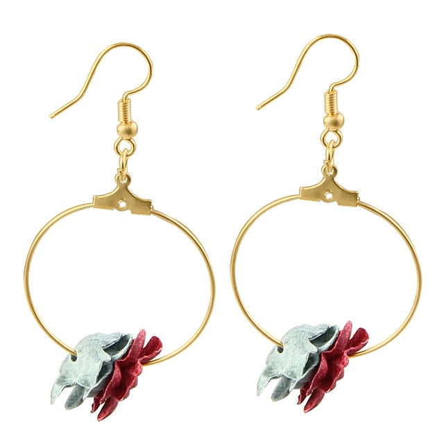 Flower Drop Earrings Colorful Petals