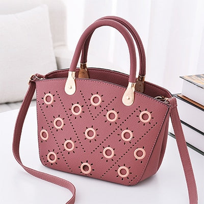 Image of Grommeted Leather Handbag with Grommets
