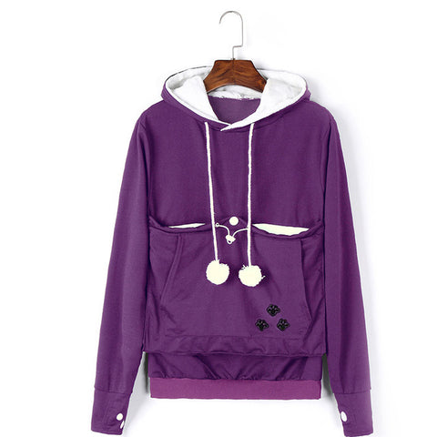 Image of Cat Lovers Hoodies With Cuddle Pouch With Cat Ears Sweatshirt