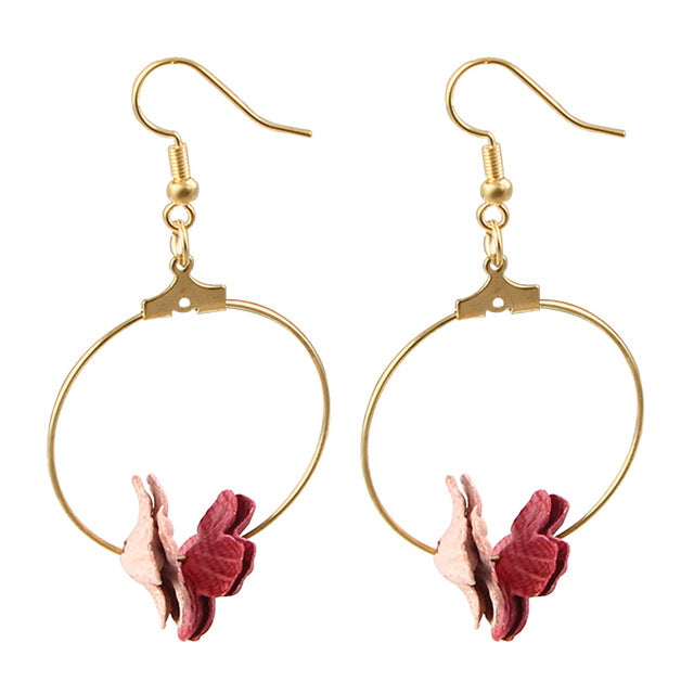 Flower Drop Earrings Colorful Petals