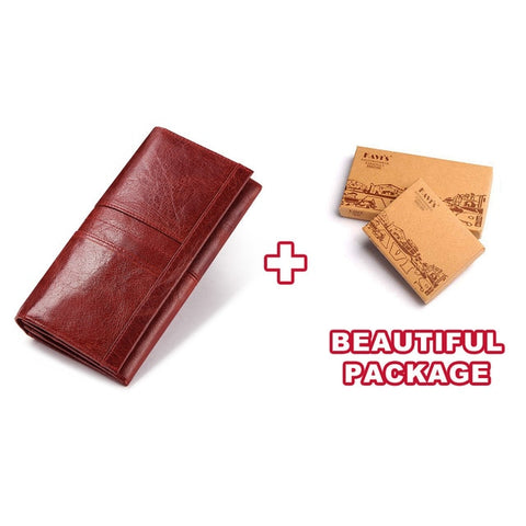 Image of Genuine Leather Women Clutch Wallet and Female Coin Purse Clamp For Card Holder wallet Wallets