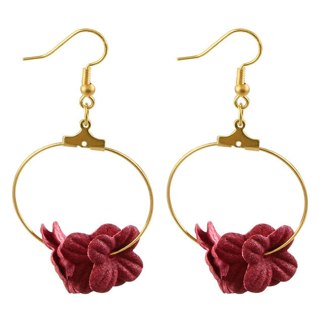 Flower Drop Earrings Colorful Petals