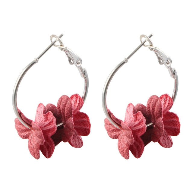 Flower Drop Earrings Colorful Petals