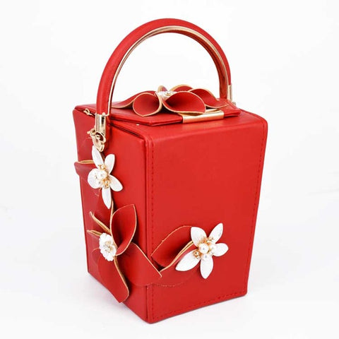 Image of Mini Tote White Flower Bucket Party Evening Bag Box Take out box Style