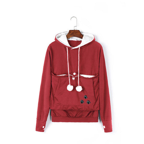 Image of Cat Lovers Hoodies With Cuddle Pouch With Cat Ears Sweatshirt