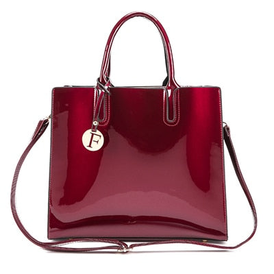 Image of Red Patent Leather Handbag with Shoulder Strap