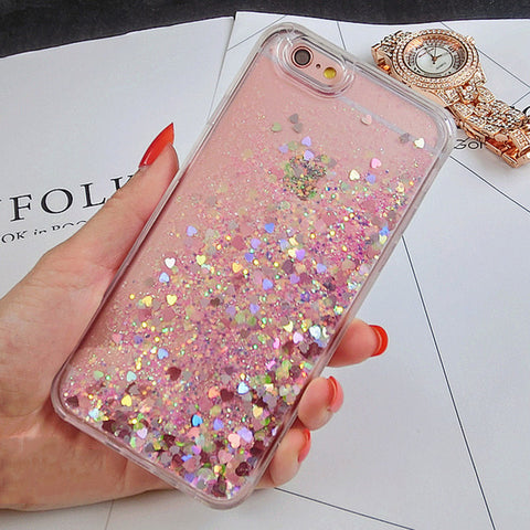 Image of Love Heart Glitter Dynamic Liquid Quicksand Cases for iPhone 6 Cases 5 5s SE 6s Plus for iPhone 7 Case 7 Plus Soft Silicon p35