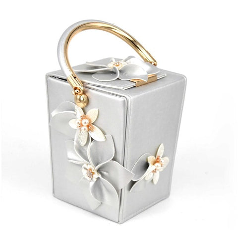 Image of Mini Tote White Flower Bucket Party Evening Bag Box Take out box Style
