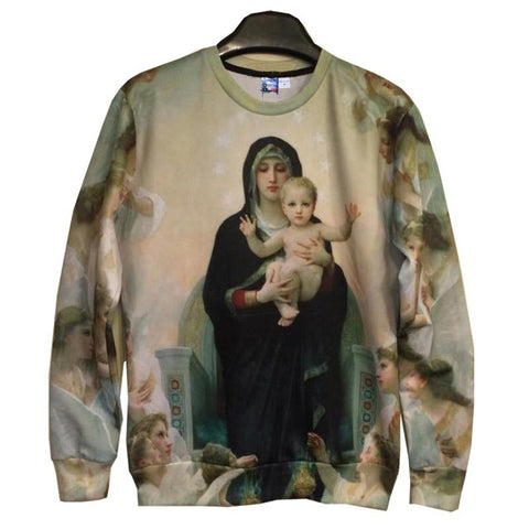 Image of Mr.1991INC Men/Women's 3d Sweatshirts print Great mother Virgin Mary and Jesus cotton hoodies tops