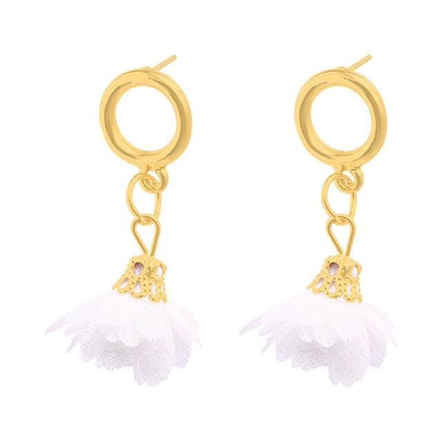 Flower Drop Earrings Colorful Petals