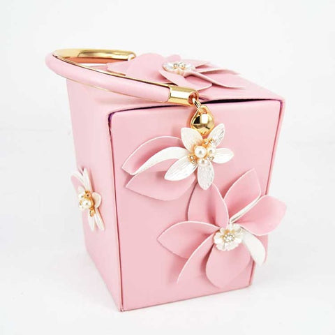 Image of Mini Tote White Flower Bucket Party Evening Bag Box Take out box Style