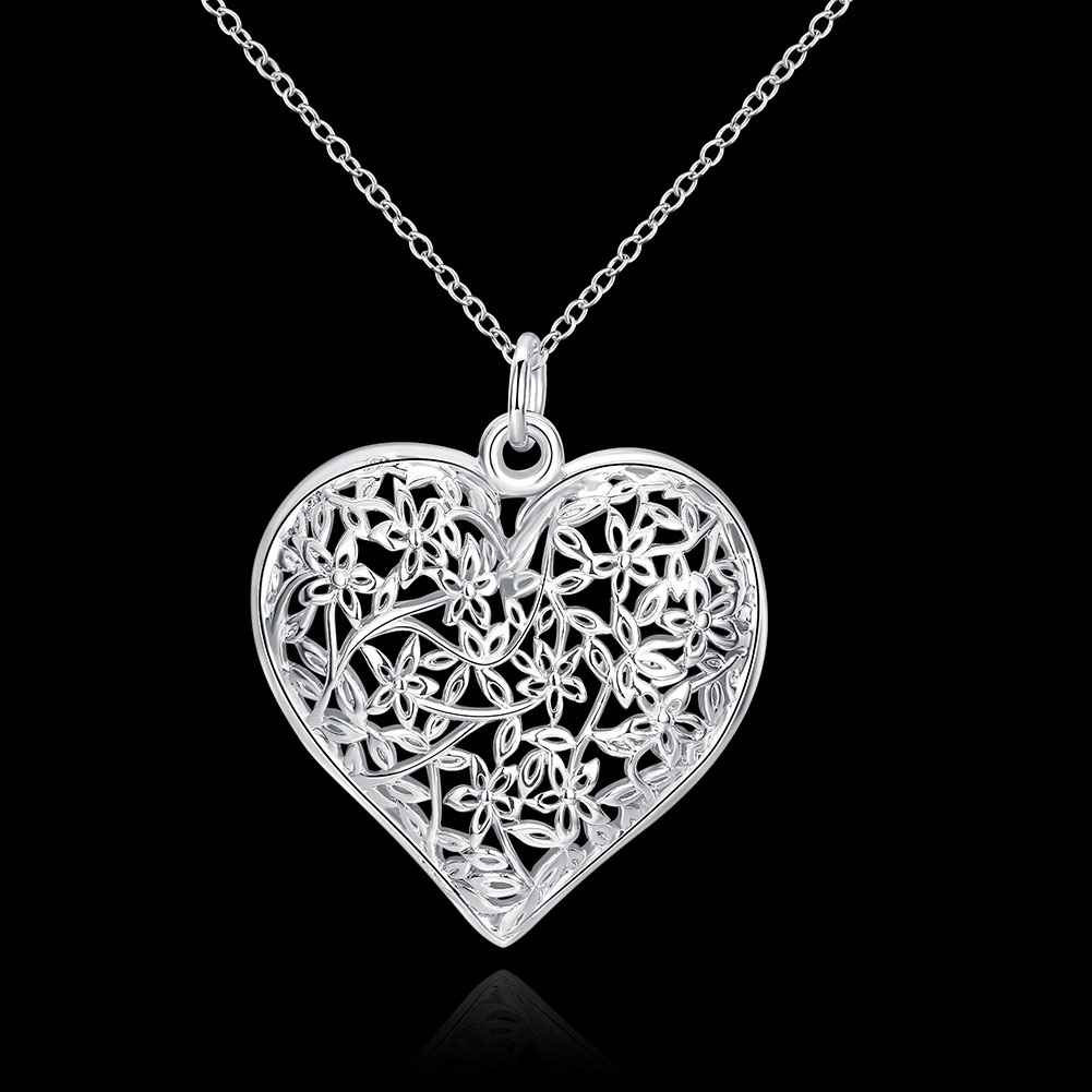 Free Silver Sand Flower heart pendant necklace (just pay shipping)