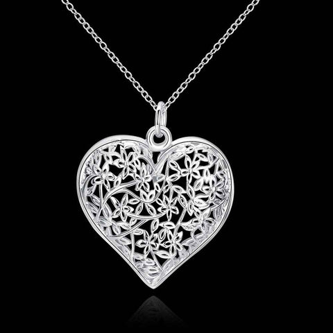 Image of Free Silver Sand Flower heart pendant necklace (just pay shipping)