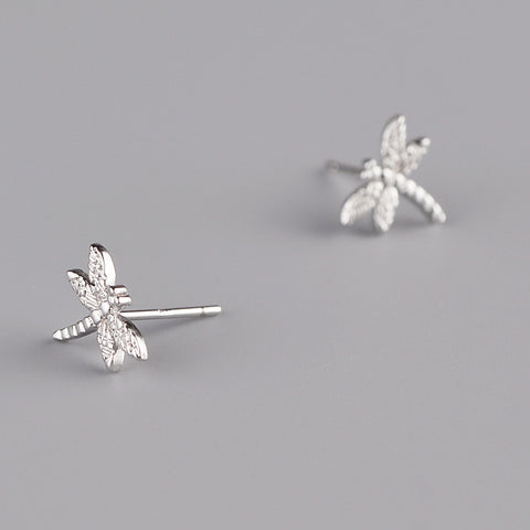 Image of 100% 925 Sterling Silver Dragonfly Stud Earrings