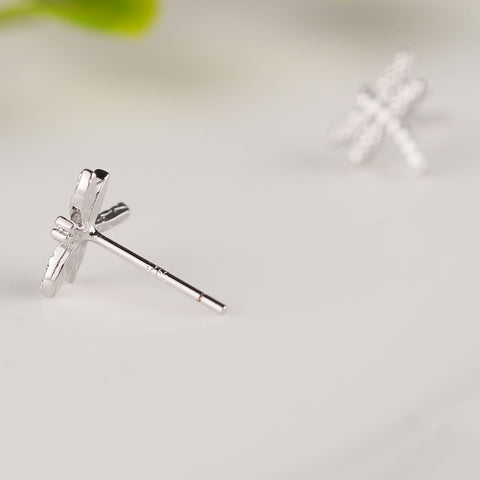 Image of 100% 925 Sterling Silver Dragonfly Stud Earrings