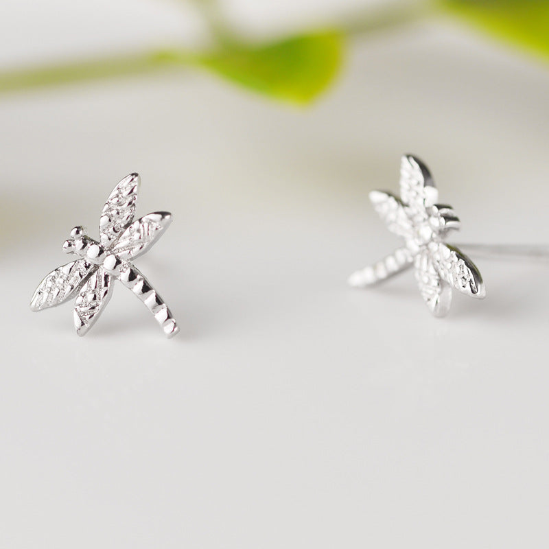100% 925 Sterling Silver Dragonfly Stud Earrings