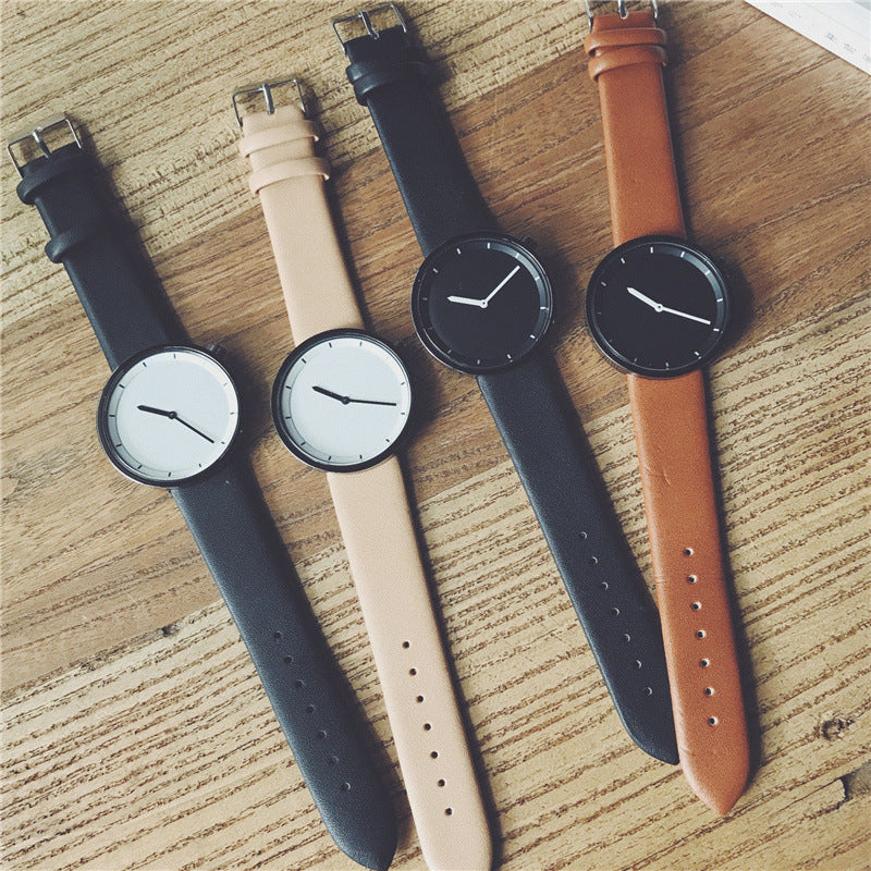 Unisex wristwatches simple casual quartz leather watch waterproof