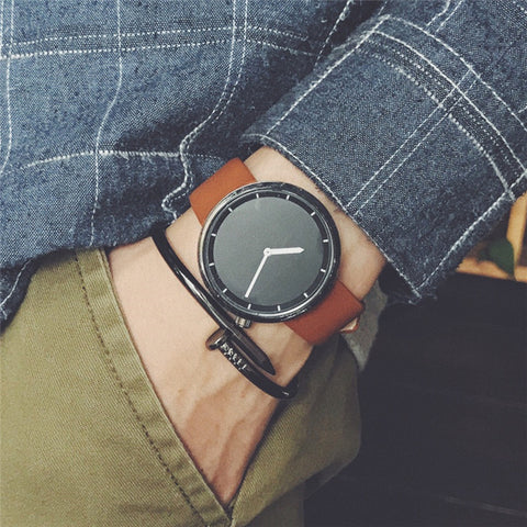 Image of Unisex wristwatches simple casual quartz leather watch waterproof