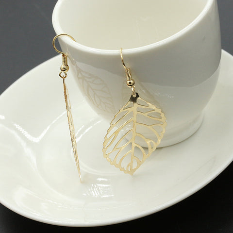 Image of Leaf Drop Earrings in Silver or Gold