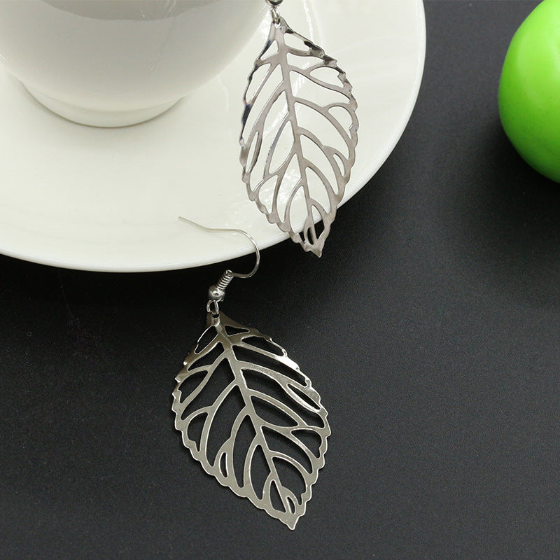Leaf Drop Earrings in Silver or Gold