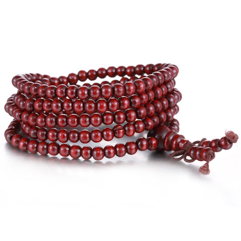 Free Pray Beads 216 *5mm red color Prayer beads Natural Sandalwood Buddhist Mala Buddha Unisex bracelets & bangles Jewelry Just Cover Shipping