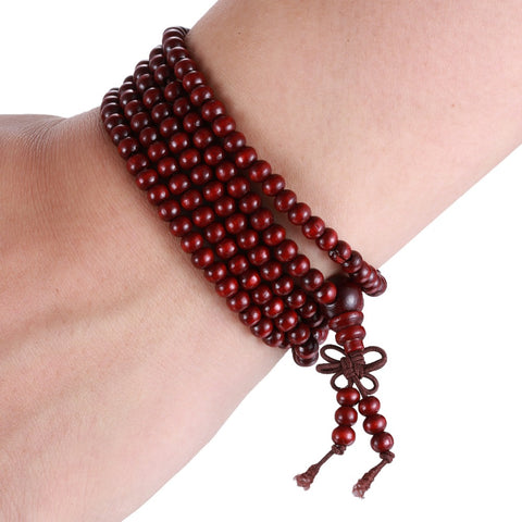 Free Pray Beads 216 *5mm red color Prayer beads Natural Sandalwood Buddhist Mala Buddha Unisex bracelets & bangles Jewelry Just Cover Shipping