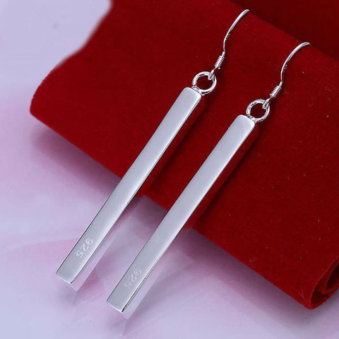 Free Shipping!!Wholesale Silver Plated Earring,Wedding Jewelry Accessories,Fashion Straight Line Long Earrings For Women