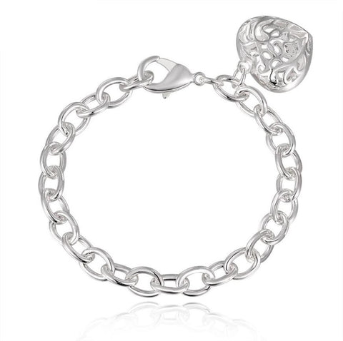 Image of Sterling Silver plated Heart Charm Bracelet & Bangles 75% off