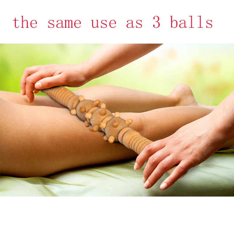 17 inches Wooden 6 Small Balls Home Spa Muscle Roller Stick Cellulite Blaster Fascia Body Back Leg Relaxing Tool Self Massage Product
