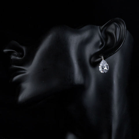 Image of Pear Cut Clear Cubic Zirconia Water Drop Earrings