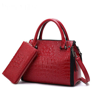 Hot new 2 Set Alligator Luxury Handbags Women Bags Designer Women's Handbags And wallet