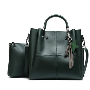 New Casual Tassel Women Bag PU Leather Composite Bags Ladies large Capacity With Messenger Bags