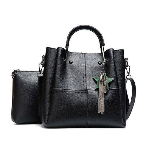 Image of New Casual Tassel Women Bag PU Leather Composite Bags Ladies large Capacity With Messenger Bags