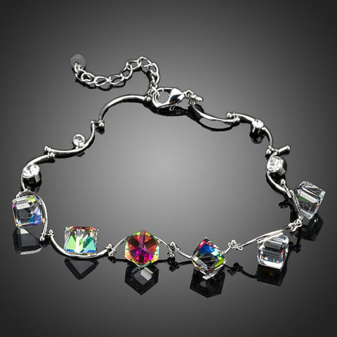 Image of Gradual change Color Cube Stellux Austrian Crystal Charm Bracelet