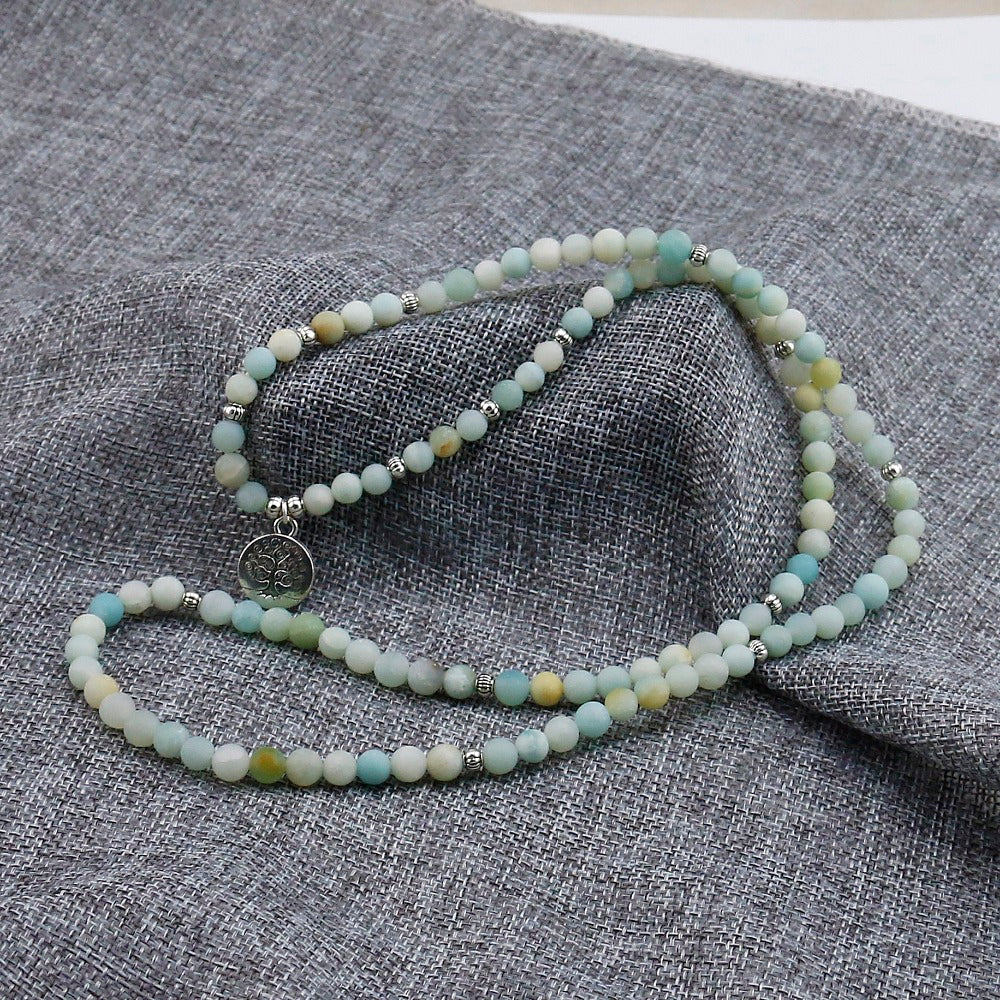 Amazonite 6mm Frosted Bracelet Prayer Beads Tree of Life bracelet