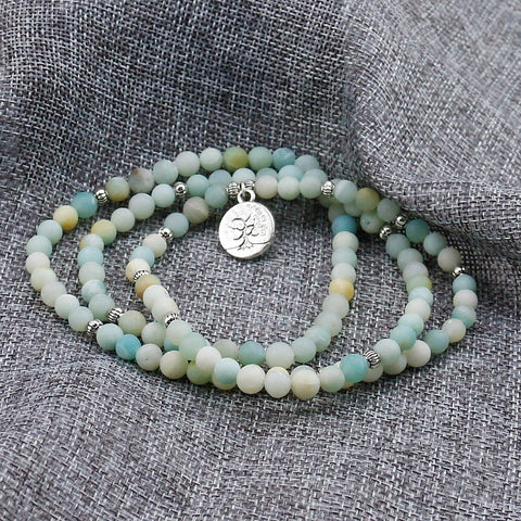 Image of Amazonite 6mm Frosted Bracelet Prayer Beads Tree of Life bracelet