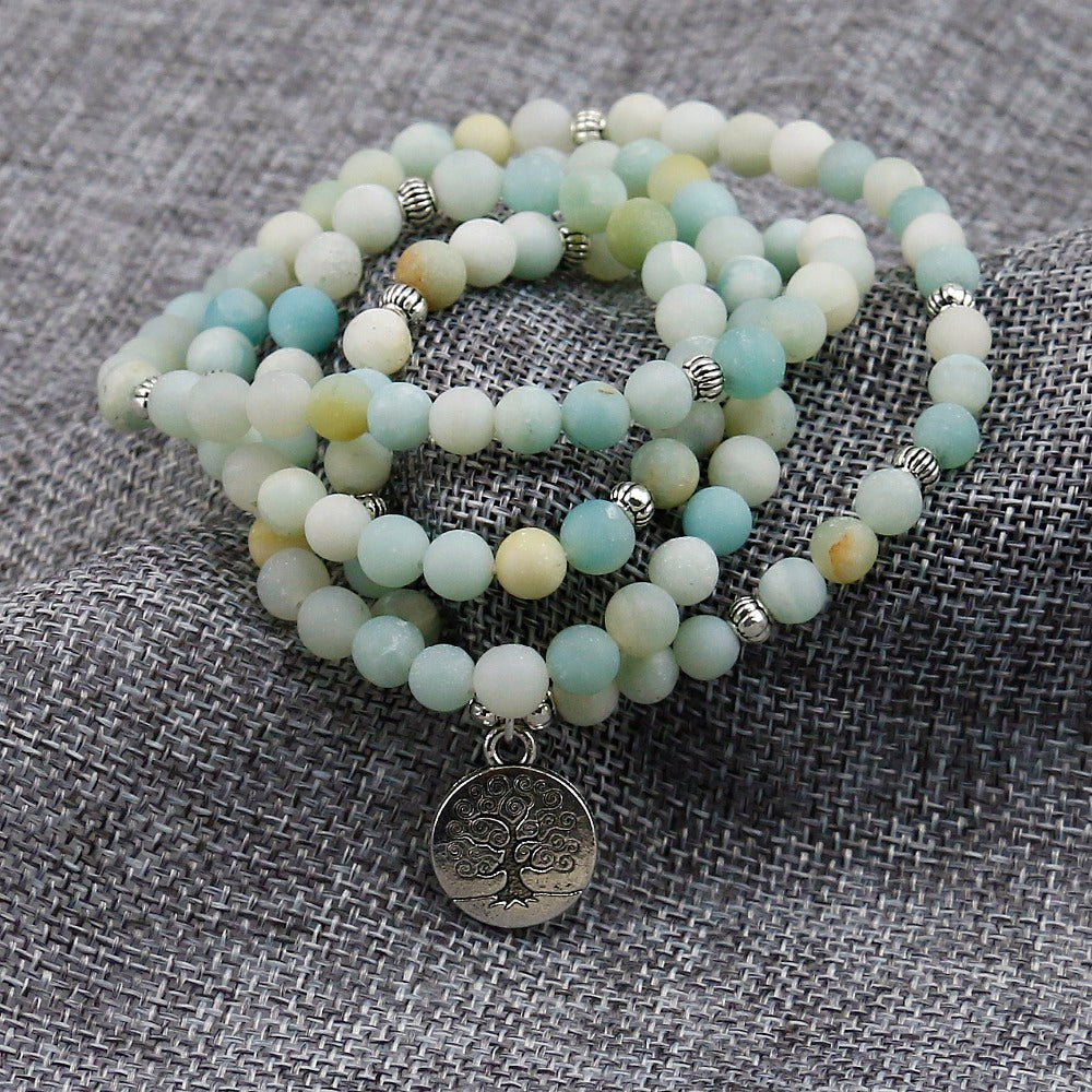 Amazonite 6mm Frosted Bracelet Prayer Beads Tree of Life bracelet