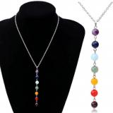 7 Chakra Gem Stone Beads Pendant Necklace Women Yoga Reiki Healing Balancing Chakra Necklaces