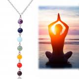 Image of 7 Chakra Gem Stone Beads Pendant Necklace Women Yoga Reiki Healing Balancing Chakra Necklaces