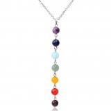 Image of 7 Chakra Gem Stone Beads Pendant Necklace Women Yoga Reiki Healing Balancing Chakra Necklaces